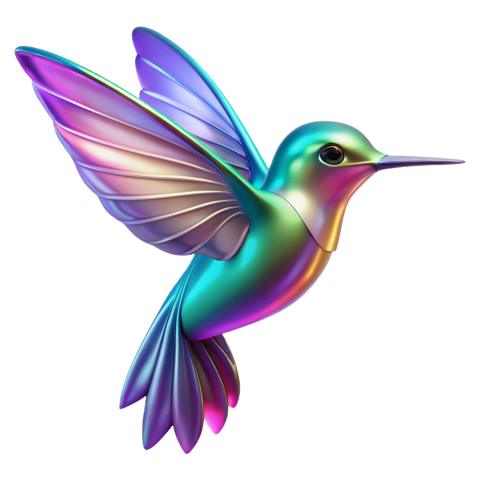 Iridescent Hummingbird in a Stunning Three Dimensional Render of Color and Movement png