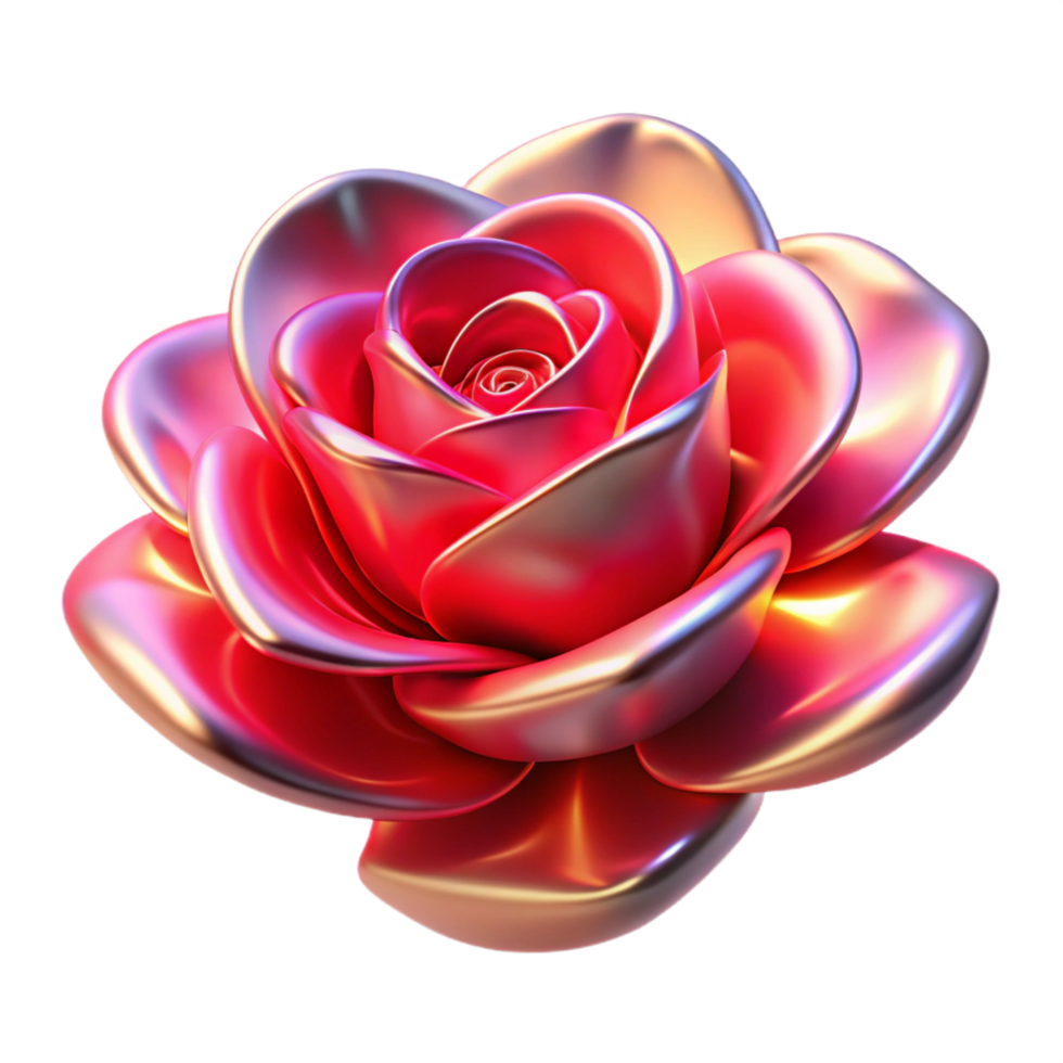 Metallic Rose Three Dimensional Render in a Creative Scene of Design png