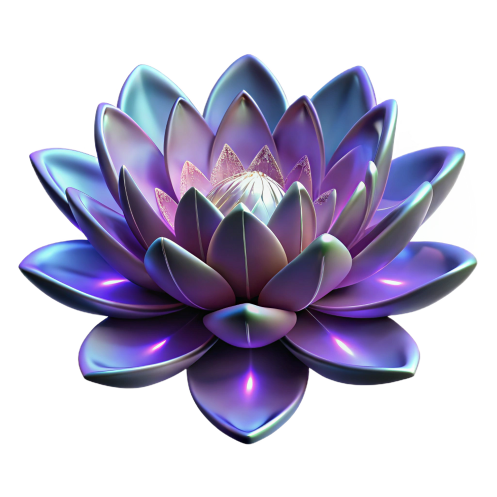 Iridescent Lotus Flower Bloom in a Stunning Three Dimensional Scene of Nature's Beauty png