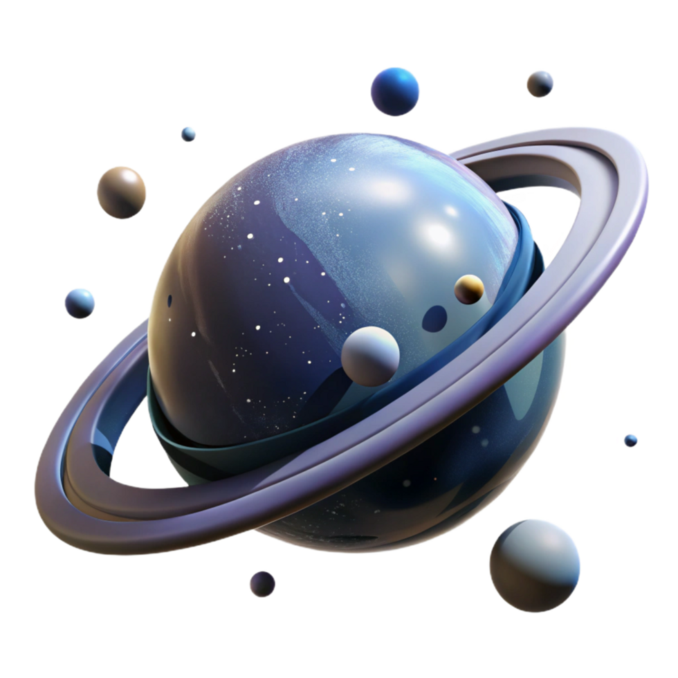 Cosmic Planet with Rings A celestial planet surrounded by glowing rings, capturing the essence of the cosmos in a digital world. png