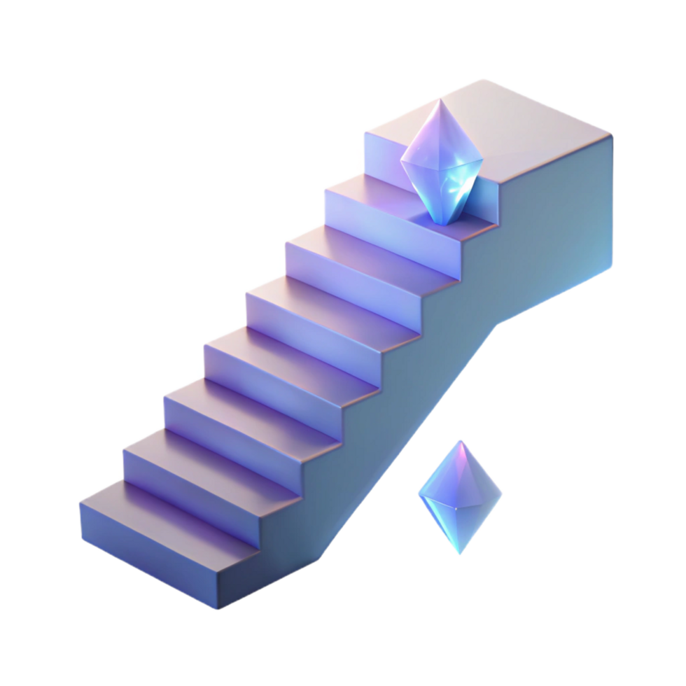 Climb the Steps to Success A conceptual 3D depiction of climbing the steps to success, focusing on vibrant colors and dynamic design. png