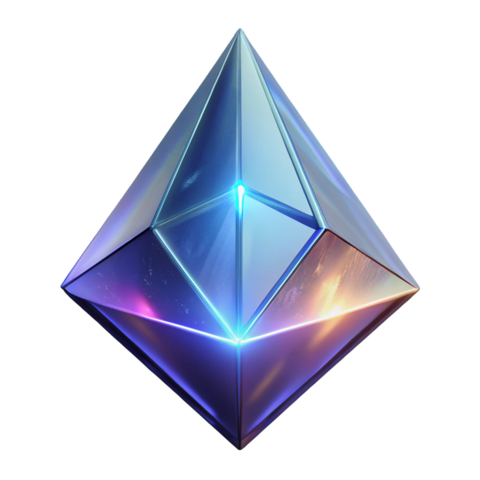 Luminous Crystal Geometry A conceptual 3D depiction of luminous crystal geometry, focusing on vibrant colors and luminescent elements. png