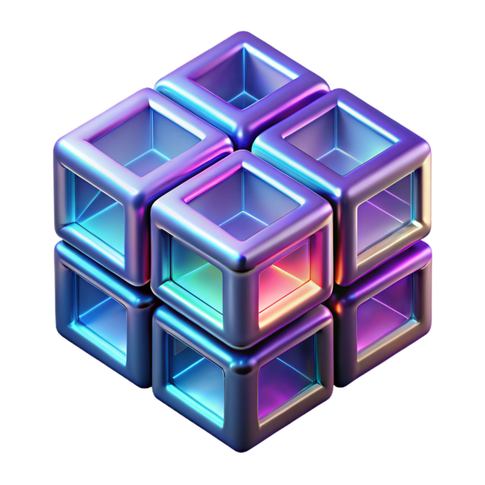 intertravamento cubos abstrato 3d render uma dinâmico representação do cubos intertravamento dentro uma digital mundo, capturado dentro abstrato tridimensional arte. png