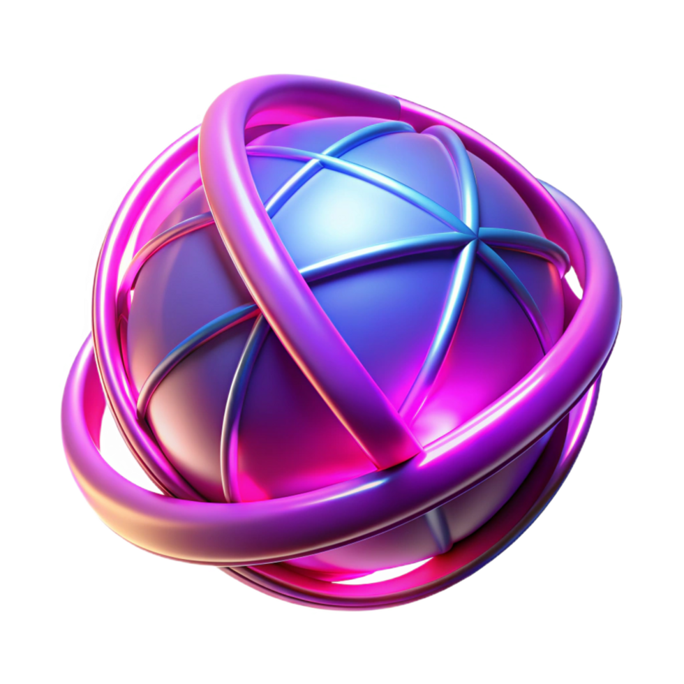 Abstract Sphere Neon Rings Curves in a Creative Three Dimensional Scene of Design png