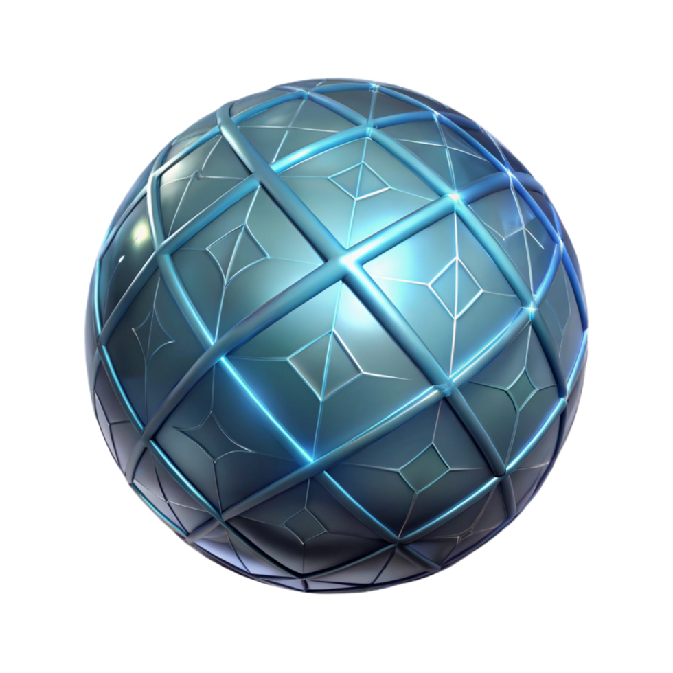 Geometric Sphere 3D Render A dynamic depiction of a sphere navigating a world of geometry, captured in a stunning three-dimensional render. png