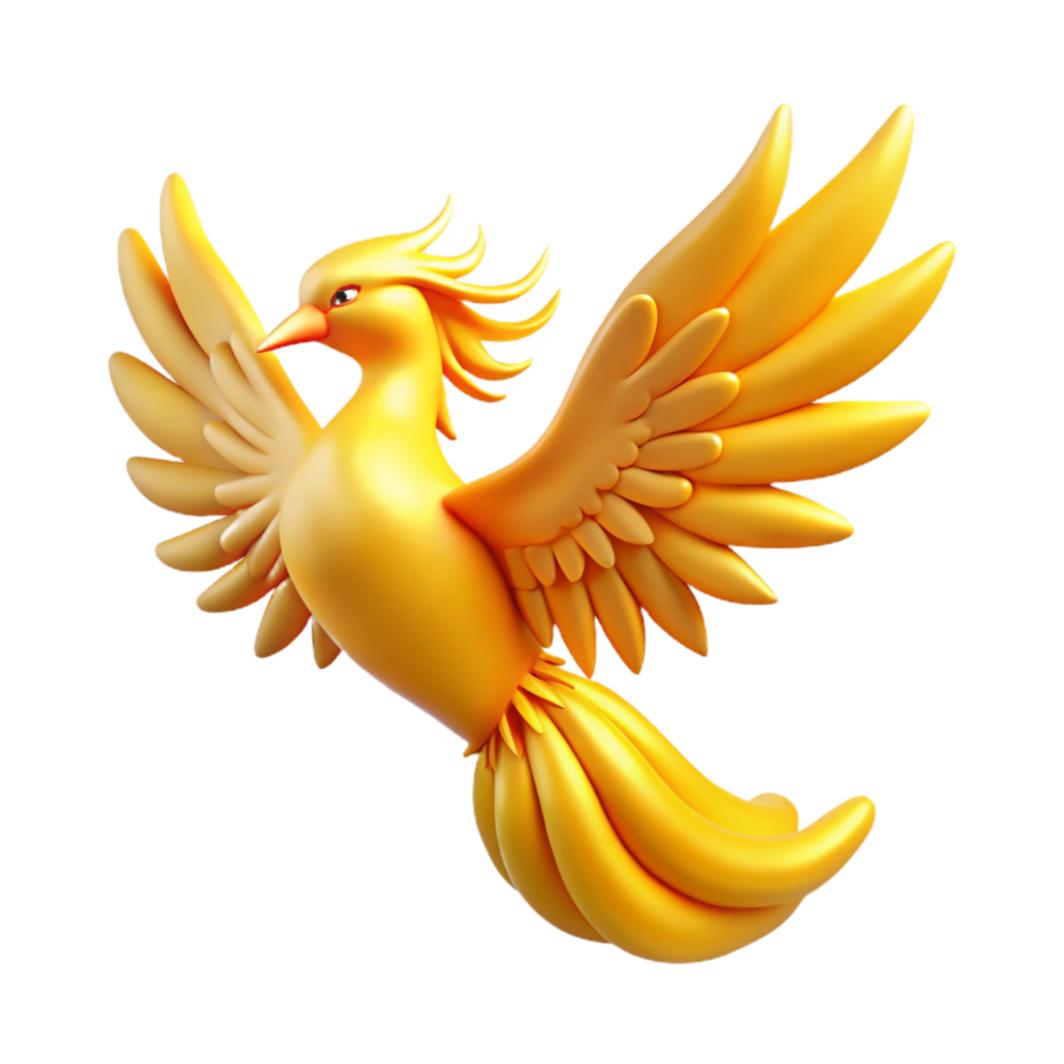dourado pássaro 3d render uma majestoso pássaro com dourado penas, capturado dentro uma deslumbrante tridimensional renderizar. png