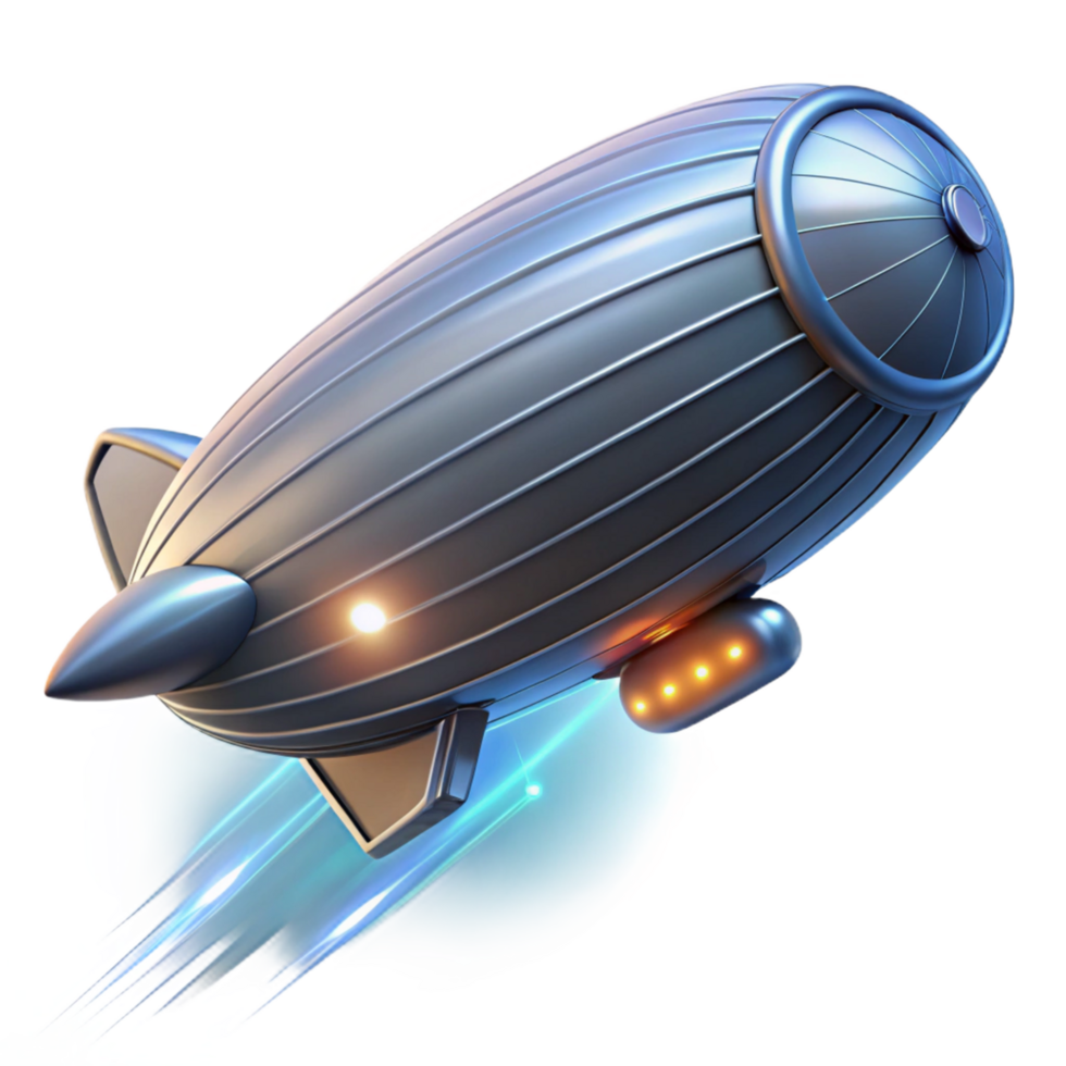 Futuristic Airship Speed Design A dynamic 3D render of a futuristic airship, capturing the essence of advanced technology and modern design. png