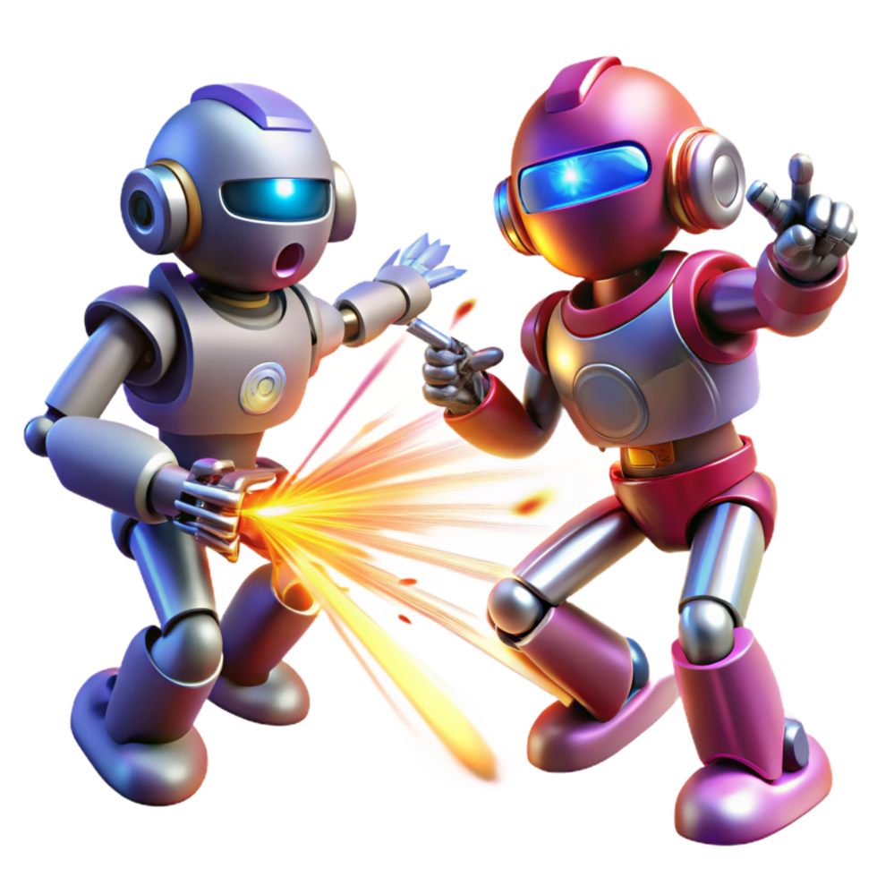 Robot Battle Energy Blast in a Futuristic Three Dimensional Scene of Combat png
