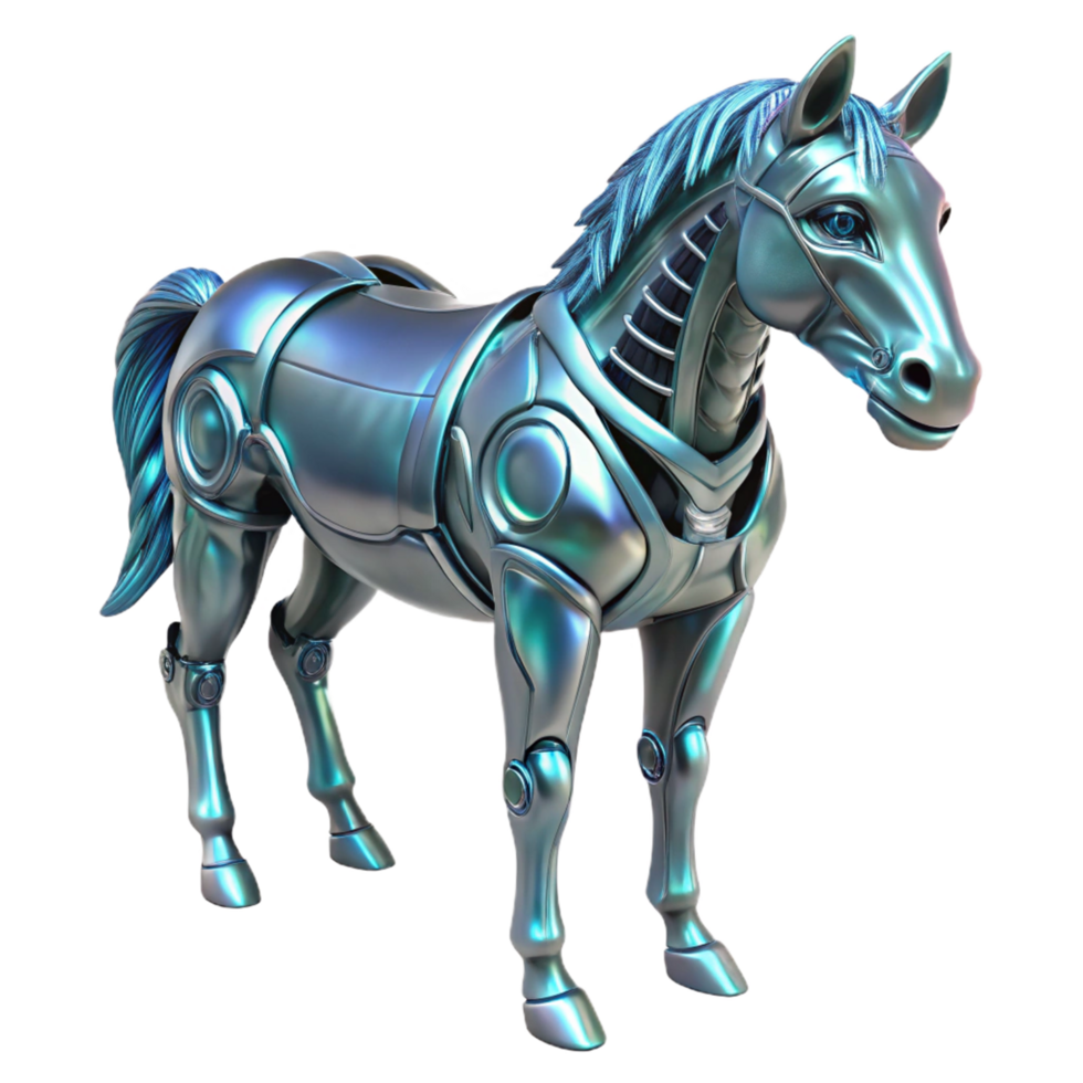 Robotic Horse Futuristic Equine Design A futuristic horse crafted as a robotic design, navigating the digital savannah with precision. png