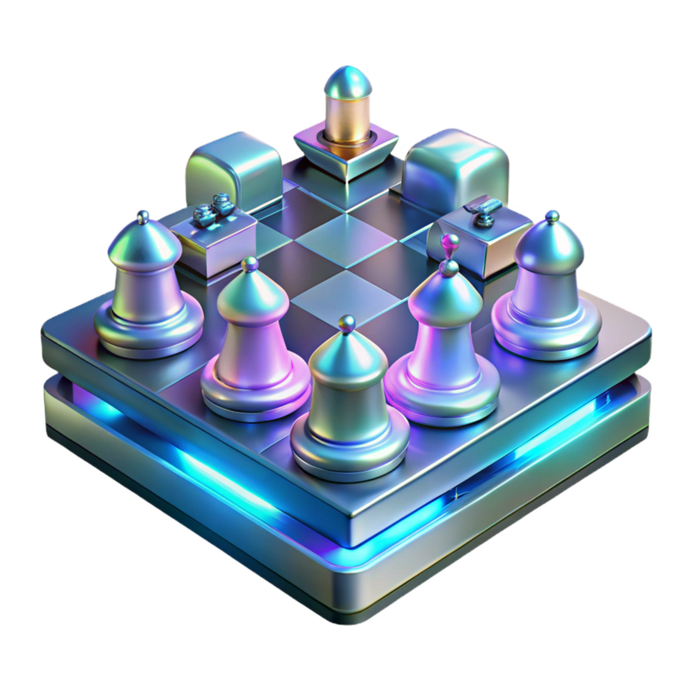 Strategic Game with Chess Pieces in a Thoughtful Three Dimensional Scene png
