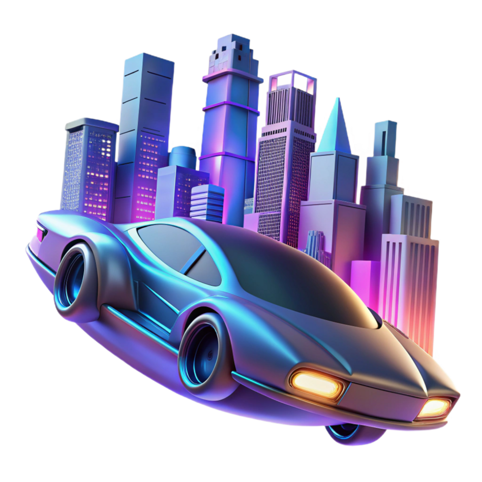 Futuristic City Car with Advanced Mechanics and Dynamic Design png