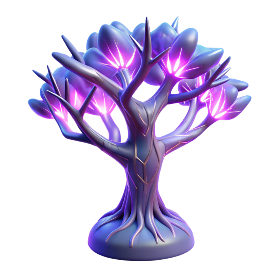 Glowing Fantasy Tree in a Mesmerizing Three Dimensional Render of Nature png