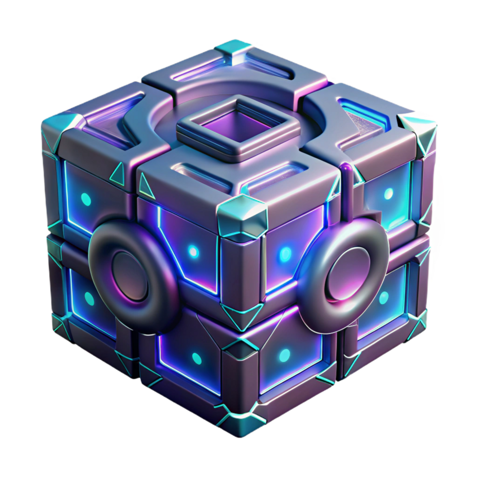 futurista cubo 3d render uma dinâmico representação do uma cubo navegação uma mundo do futurista projeto, capturado dentro uma deslumbrante tridimensional renderizar. png