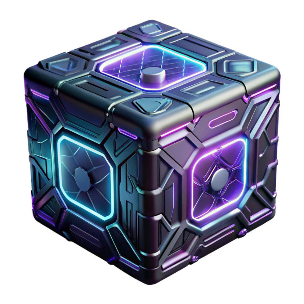 Futuristic Cube with Tech Energy and Innovative Design Elements png