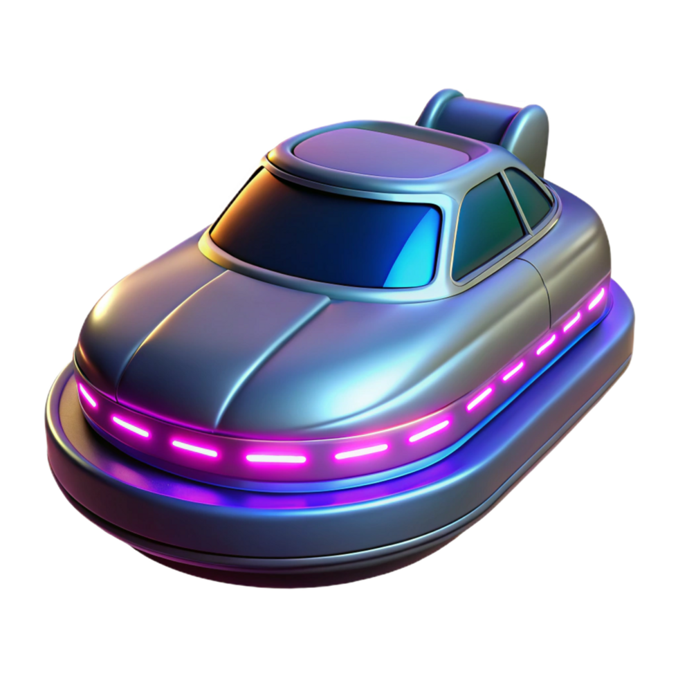 Futuristic Flying Car Concept in a Visionary Three Dimensional Scene of Innovation png