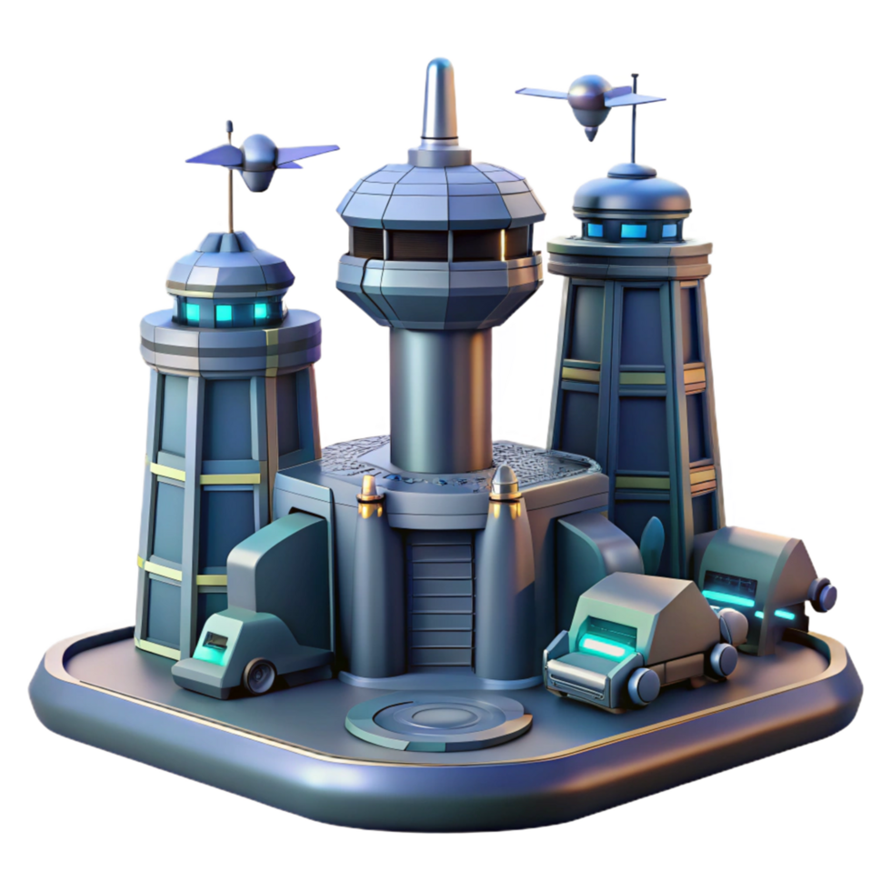 Futuristic City Center Complex - A dynamic depiction of a futuristic city center complex blending advanced technology with urban design png