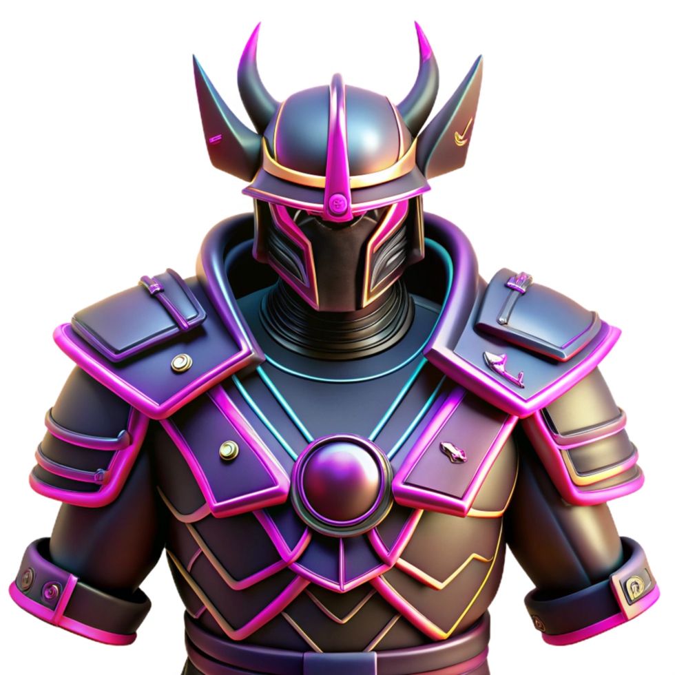 Cyberpunk Samurai Armor in a Three Dimensional Render with High-Tech Details png