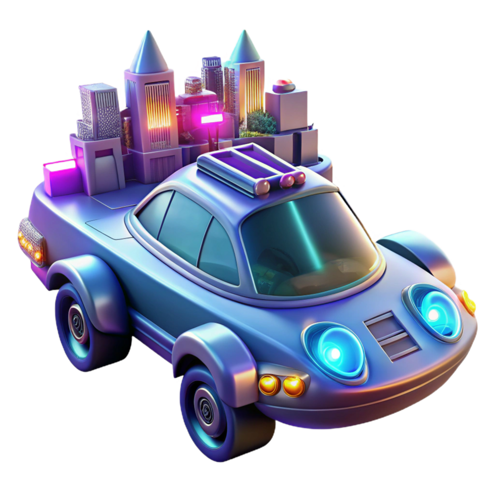 City Car Futuristic Vehicle Design A visionary depiction of a car crafted for futuristic design, capturing the essence of urban innovation in a digital world. png