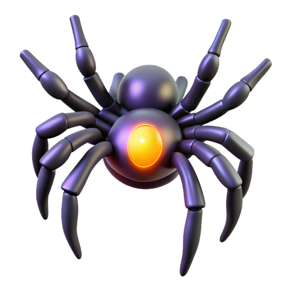 Glowing Mechanical Spider Three Dimensional Render in a Futuristic Scene of Design png