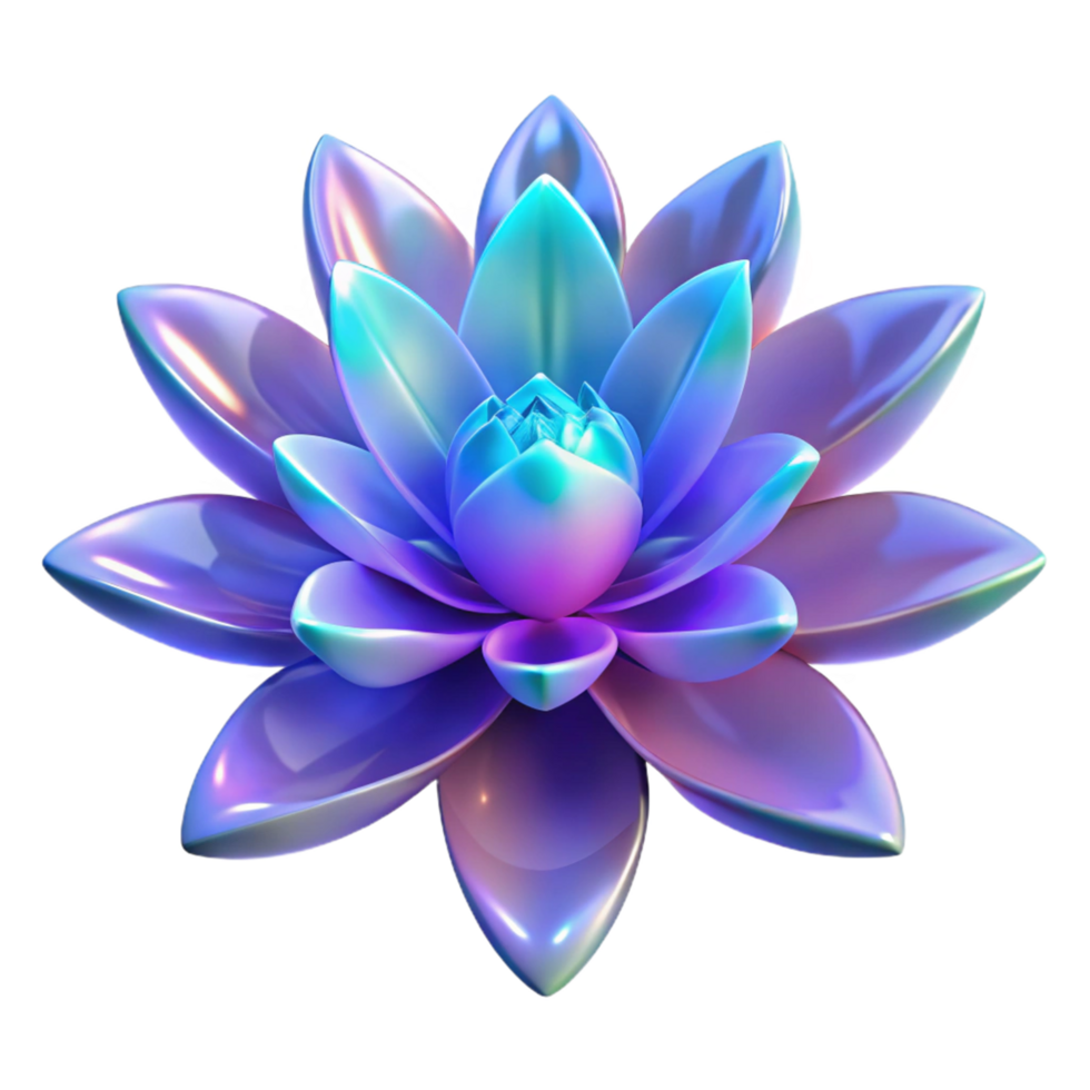 Iridescent Lotus Flower A radiant lotus flower with iridescent petals, navigating the digital garden in a stunning render. png