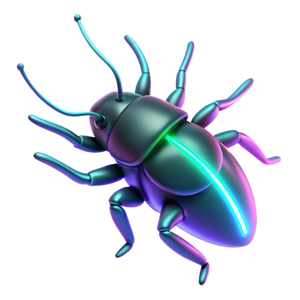 Cybernetic Insect Neon Glow in a Futuristic Three Dimensional Scene of Design png