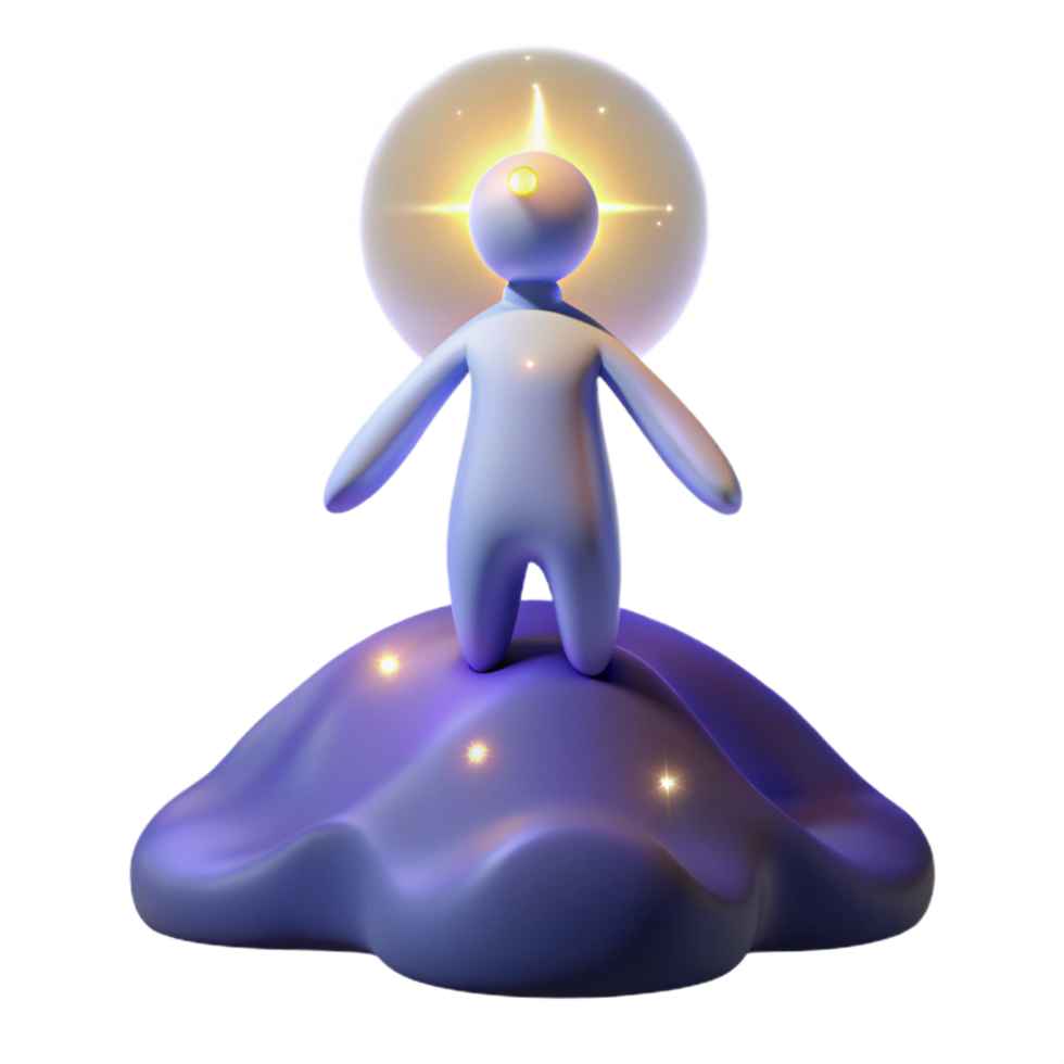 Enlightenment 3D Render of Figure A serene depiction of a figure achieving enlightenment, captured in a stunning three-dimensional render. png