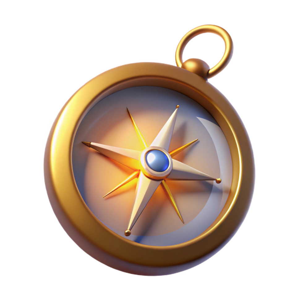 Golden Compass as a Direction Finder in a Radiant Three Dimensional Scene of Navigation png