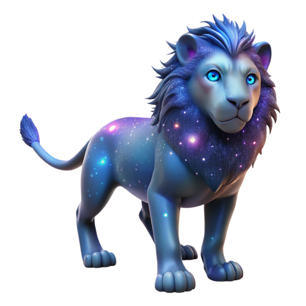 Cosmic Lion in a Three Dimensional Render of Majestic Beauty png