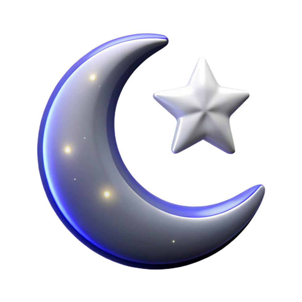 Crescent Moon and Star Night Sky A serene depiction of a crescent moon illuminating a starry night sky, capturing the essence of tranquility. png