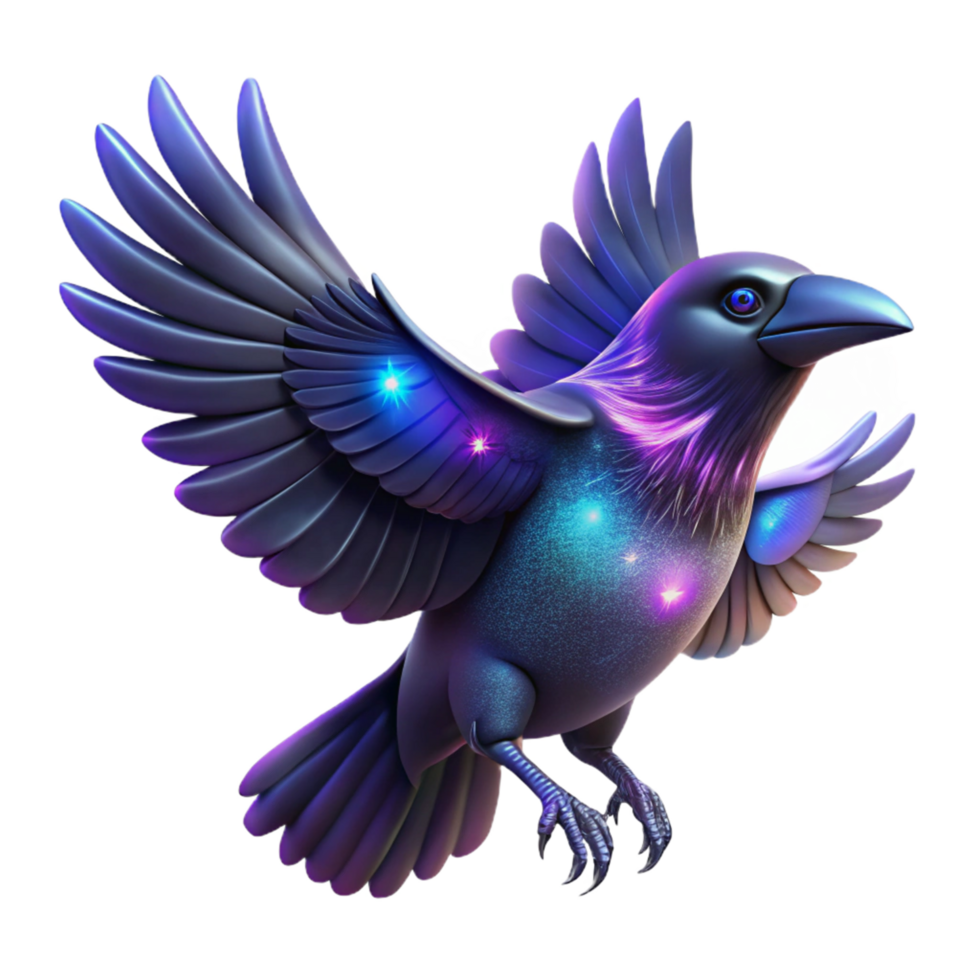 Cosmic Raven Three Dimensional Art in a Mesmerizing Scene of Enchantment png