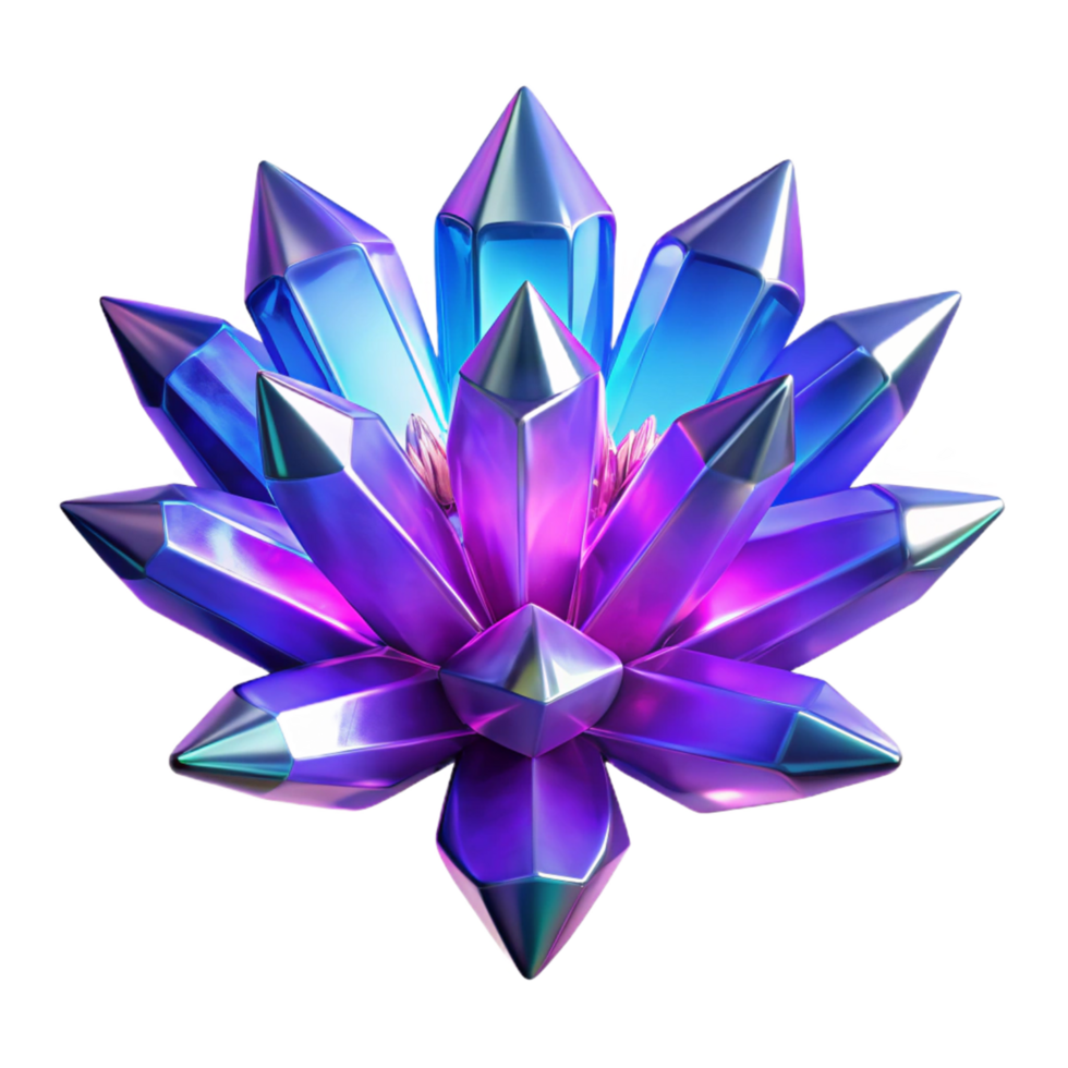 Radiant Crystal Lotus 3D Render A stunning 3D depiction of a radiant crystal lotus, highlighting its glowing features and enchanting presence. png