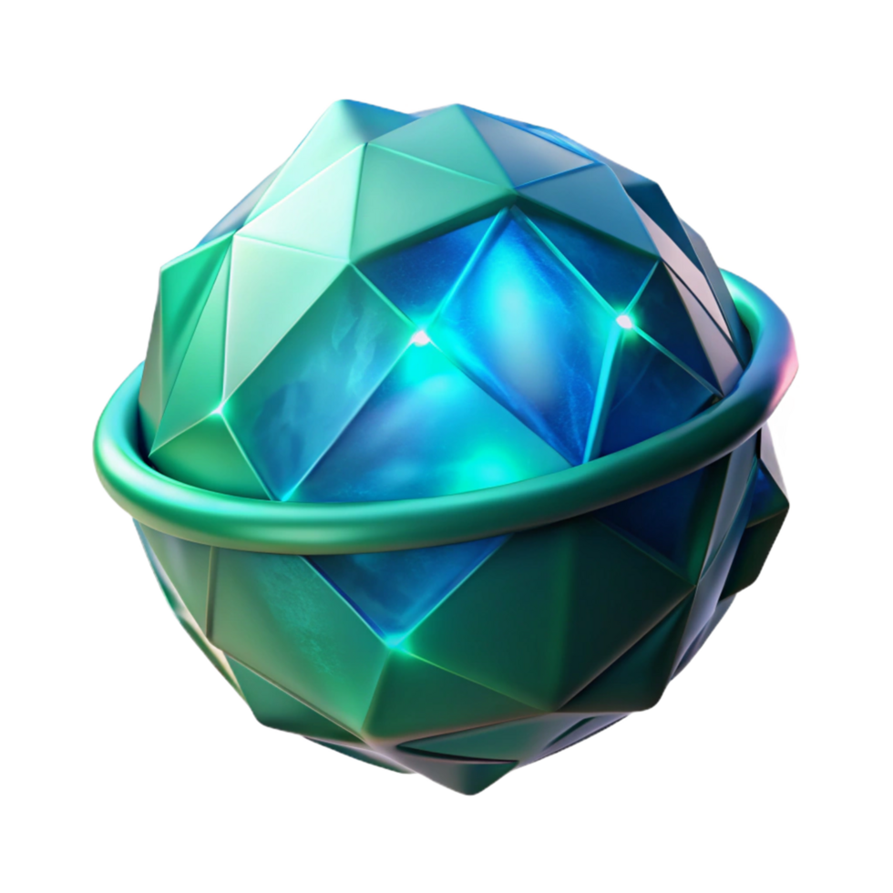 Glowing Crystal Orb 3D Render A radiant orb crafted from crystals, illuminating the digital realm with its vibrant light. png