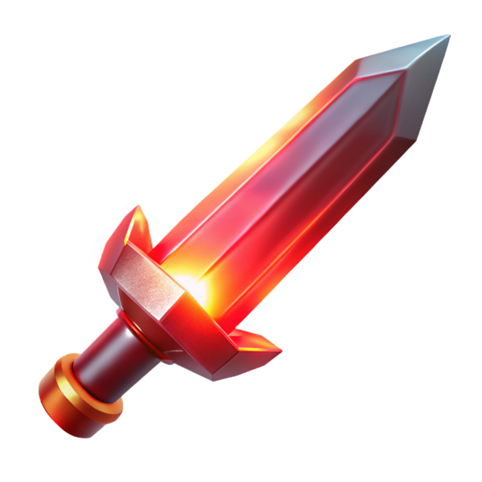 Glowing Red Crystal Sword as a Legendary Weapon of Power png