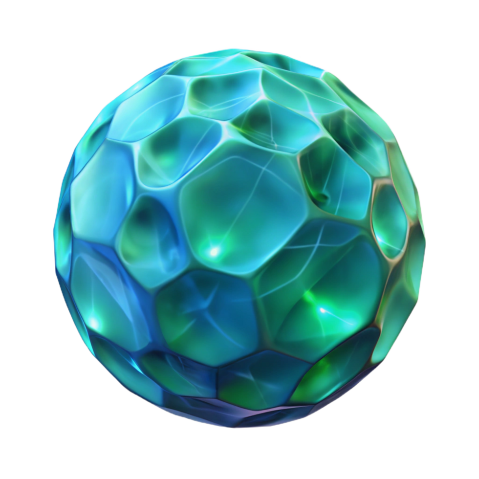 Glowing Facet Gem Sphere A radiant sphere crafted from faceted gems, illuminating the digital realm with its vibrant light. png