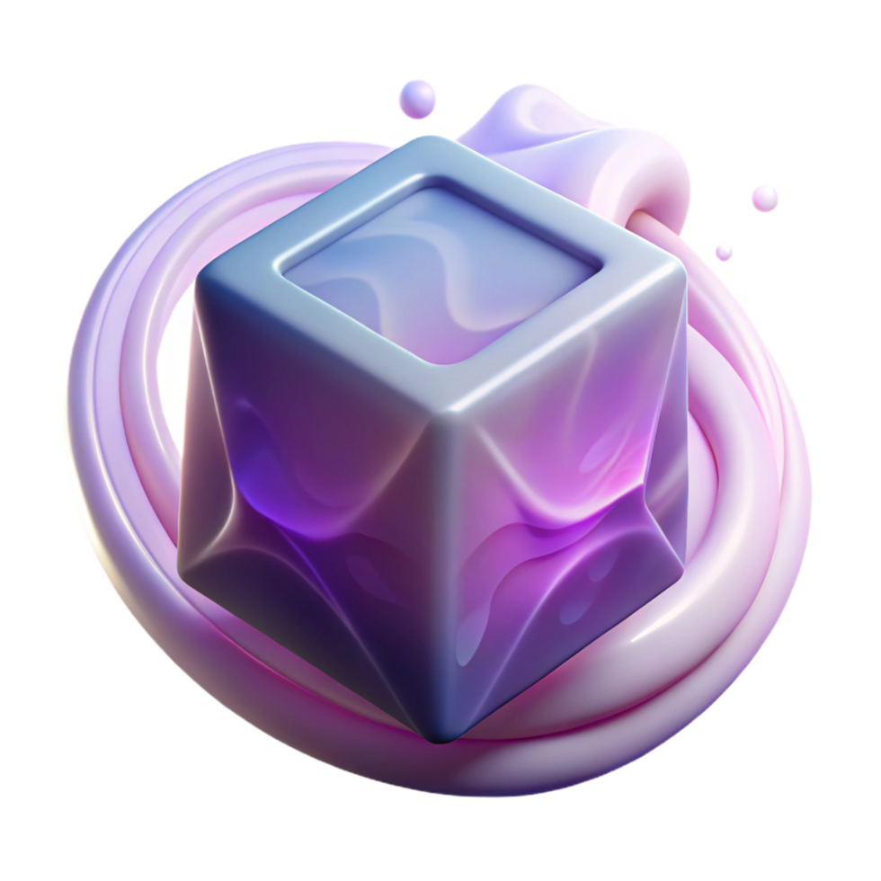 Abstract Three Dimensional Cube in Liquid in a Creative Art Piece of Design png