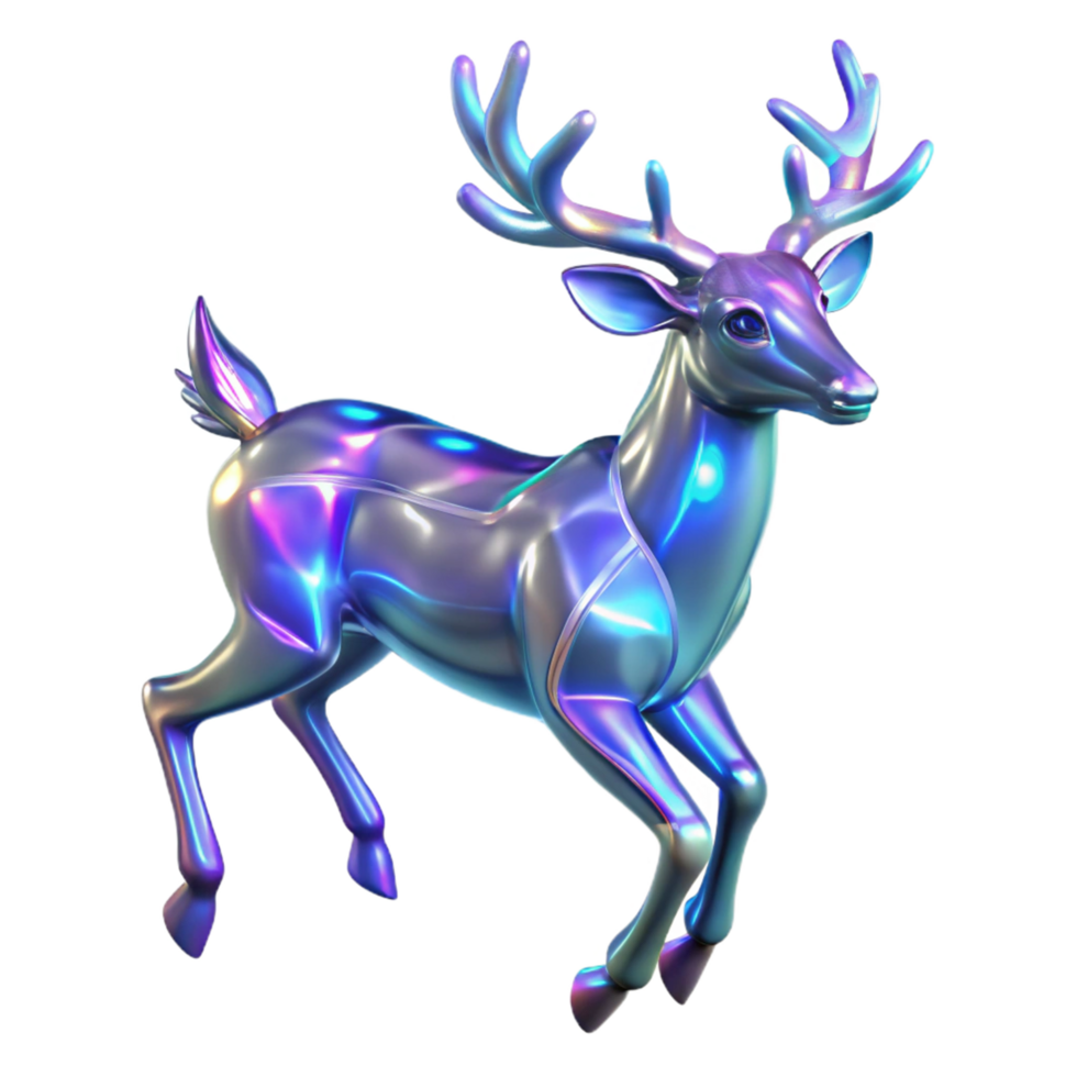 Iridescent Deer Three Dimensional Render in a Stunning Scene of Wildlife png