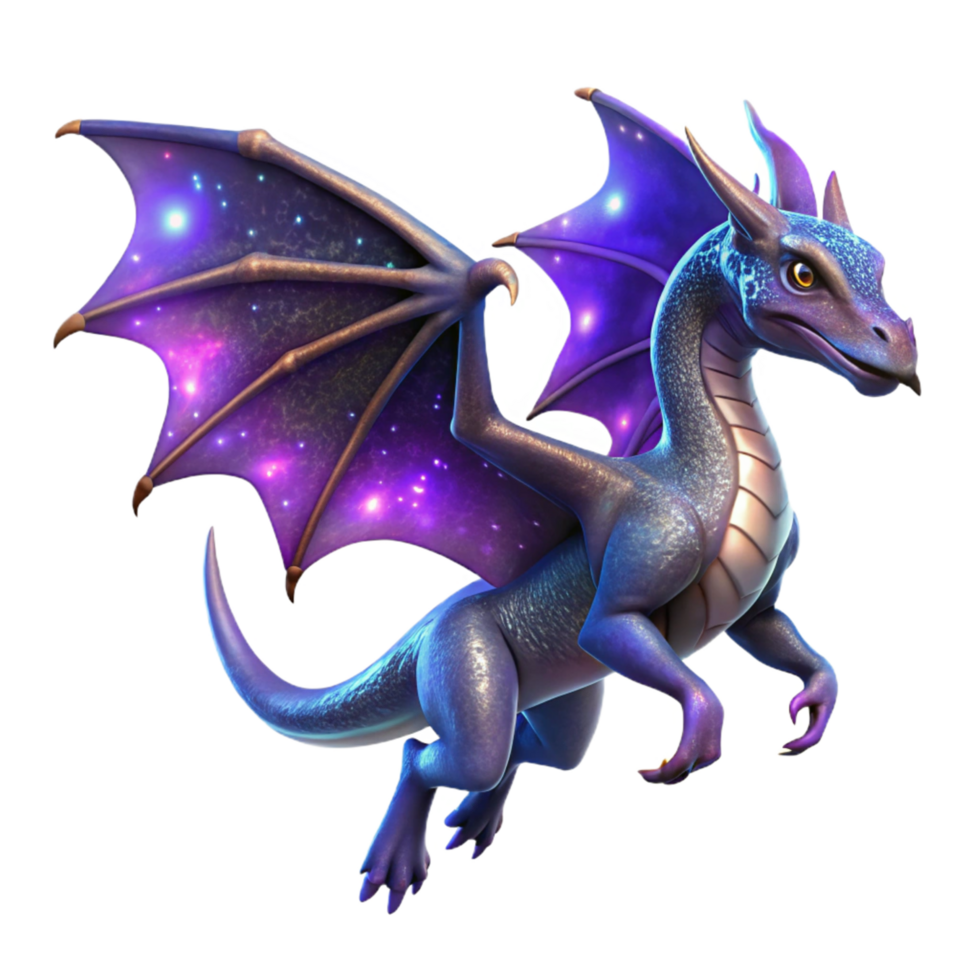 Cosmic Dragon as a Fantasy Art Piece with Celestial Patterns and Majestic Stance png