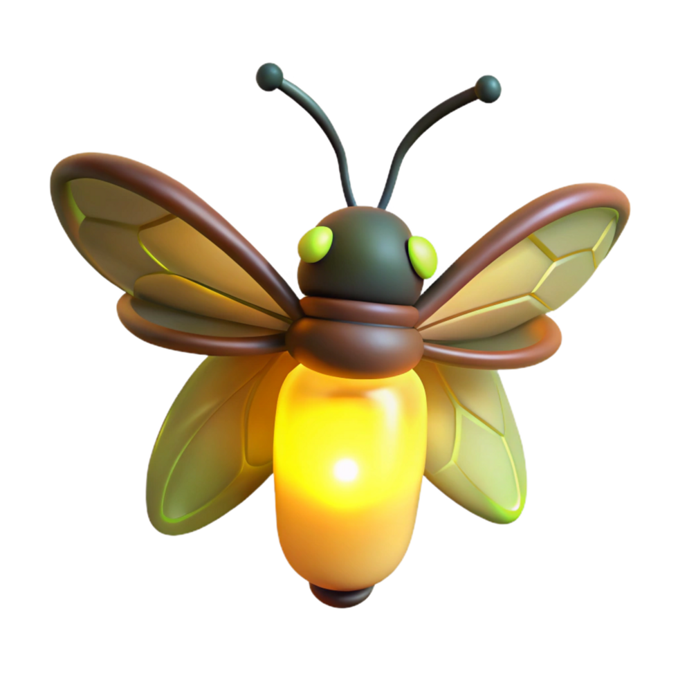 Glowing Firefly in a Three Dimensional Model of Whimsical Design png