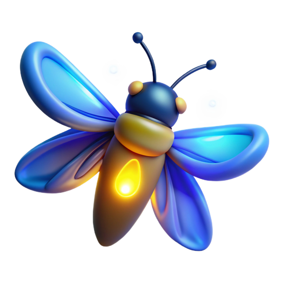 Glowing Firefly 3D Render A luminous 3D depiction of a firefly, highlighting its glowing features and enchanting presence. png
