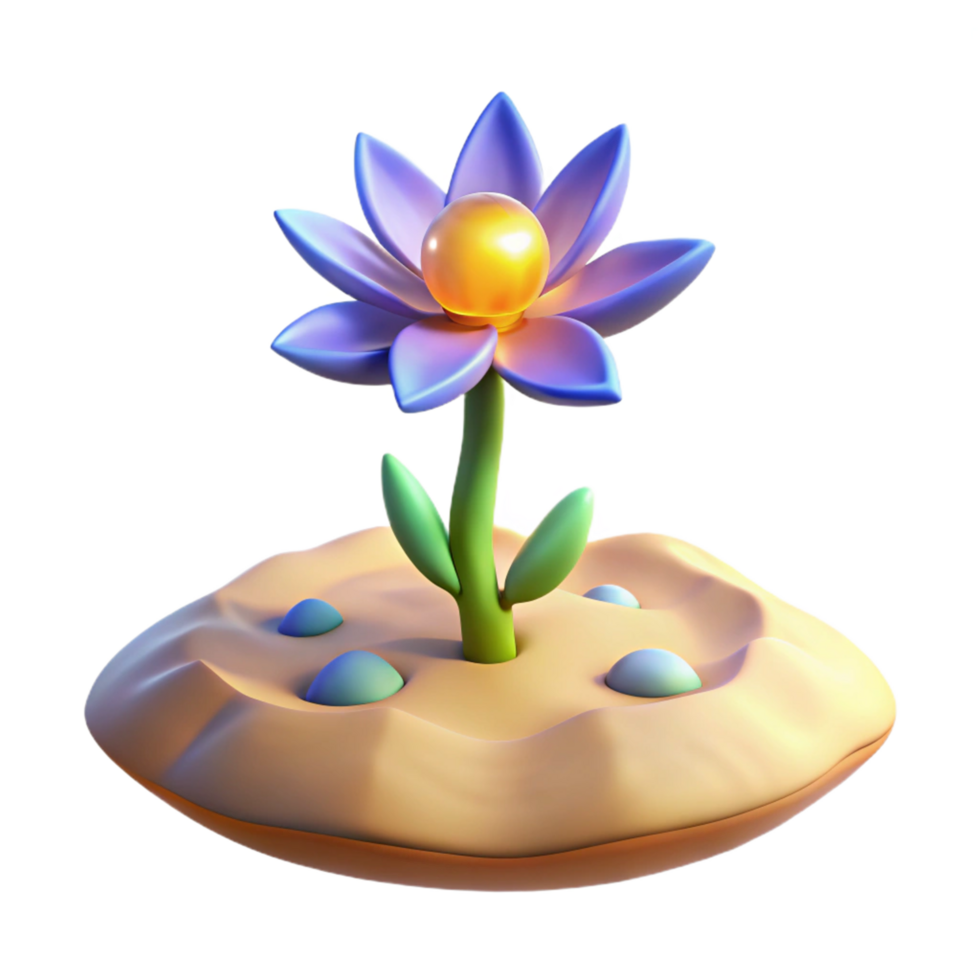 Glowing Flower in Sand in a Radiant Three Dimensional Scene of Nature png