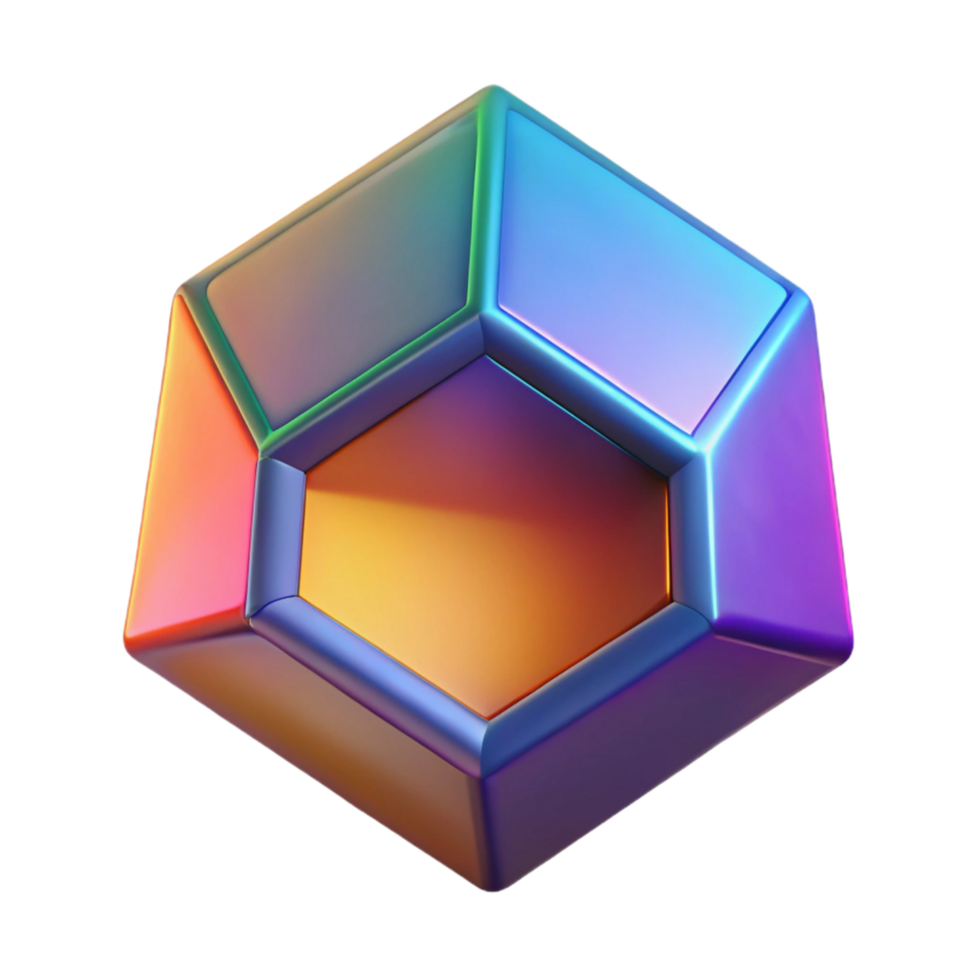 Rainbow Geometric Solid with Multicolored Facets and Abstract Design png
