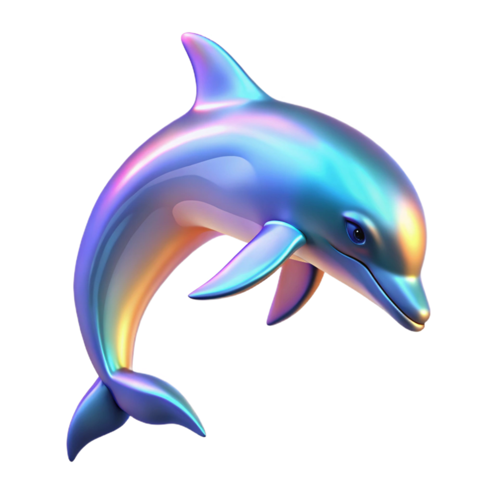 Iridescent Dolphin Ocean Life Art in a Stunning Three Dimensional Render of Marine Beauty png