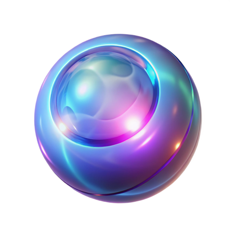Abstract Sphere, Glowing Orb A dynamic depiction of a sphere navigating a world of glowing orbs, captured in abstract art in a digital world. png