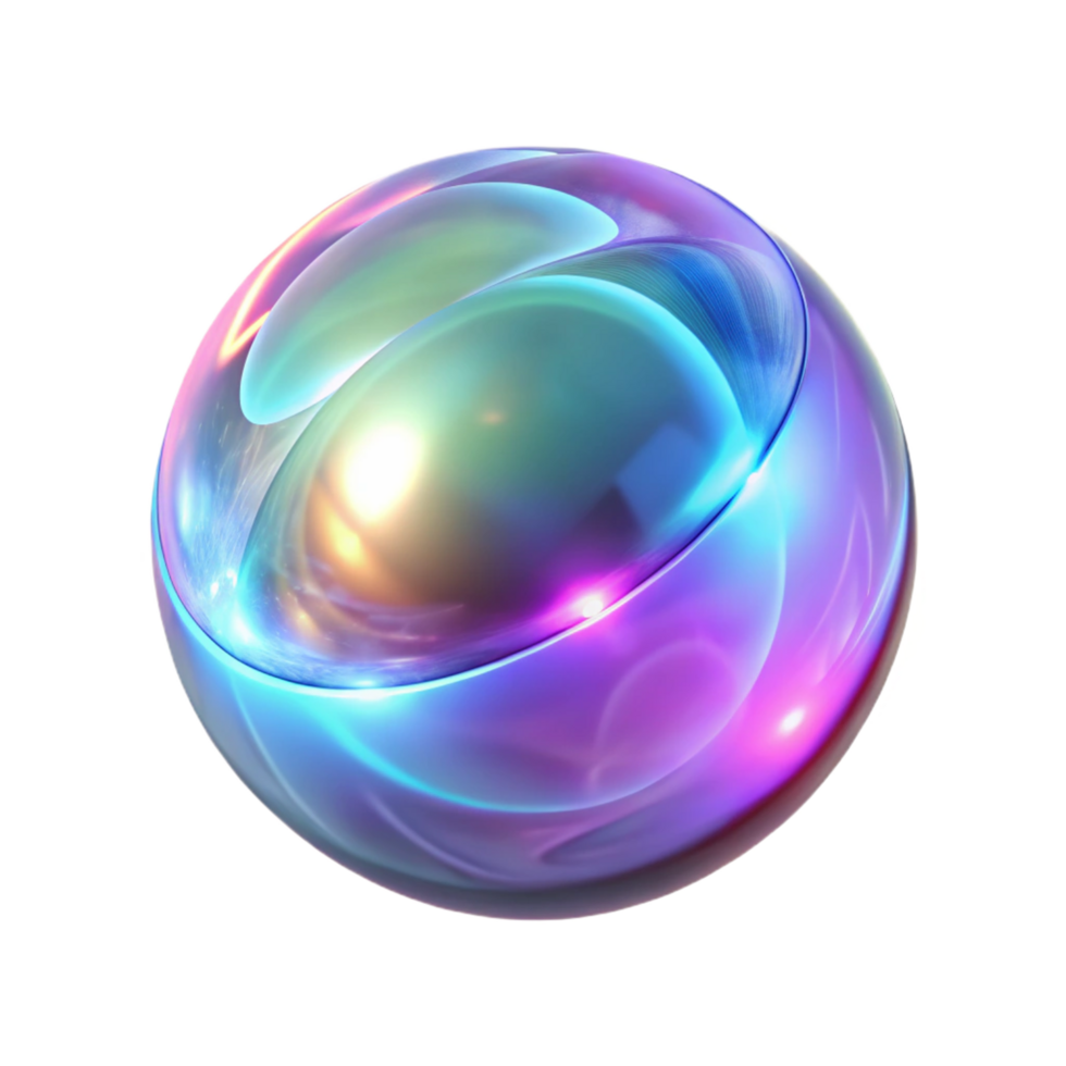 Abstract Iridescent Sphere in a Creative Three Dimensional Art Piece of Design png