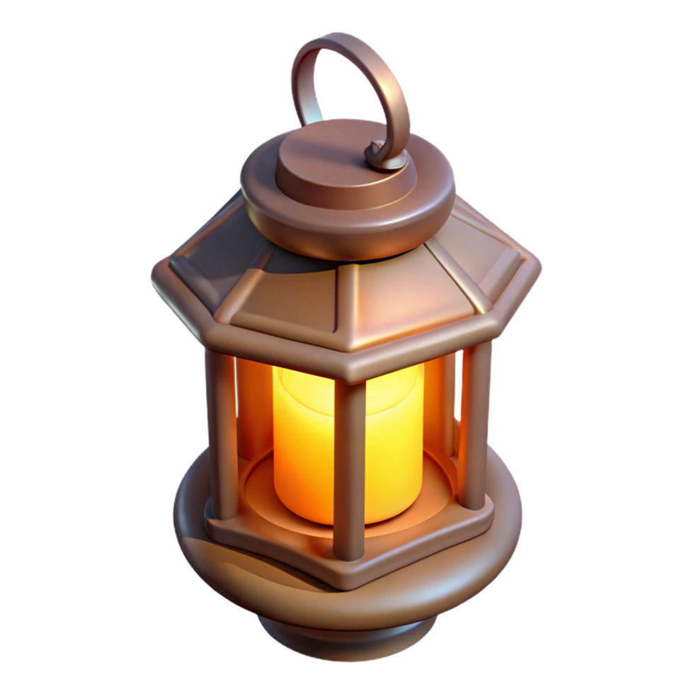 Illuminated Lantern 3D Render A radiant lantern navigating the digital night, its surface glowing with vibrant colors in a stunning render. png