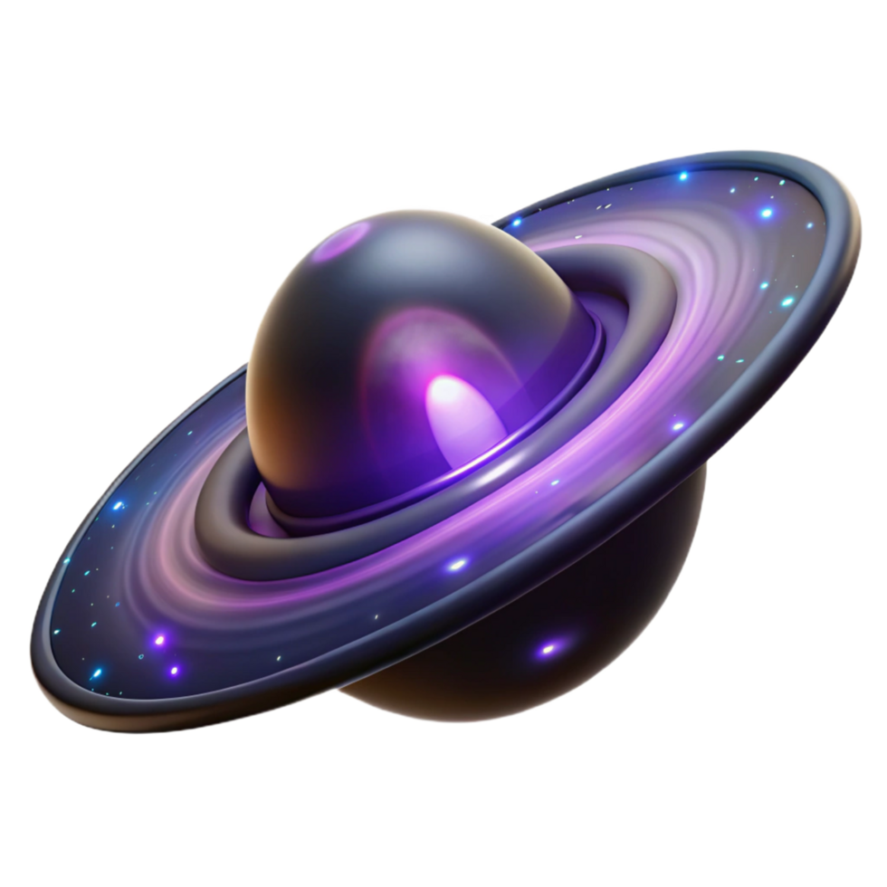 Cosmic Ringed Planet 3D Render - A mystical 3D render of a planet with cosmic rings capturing its celestial beauty and ethereal presence png
