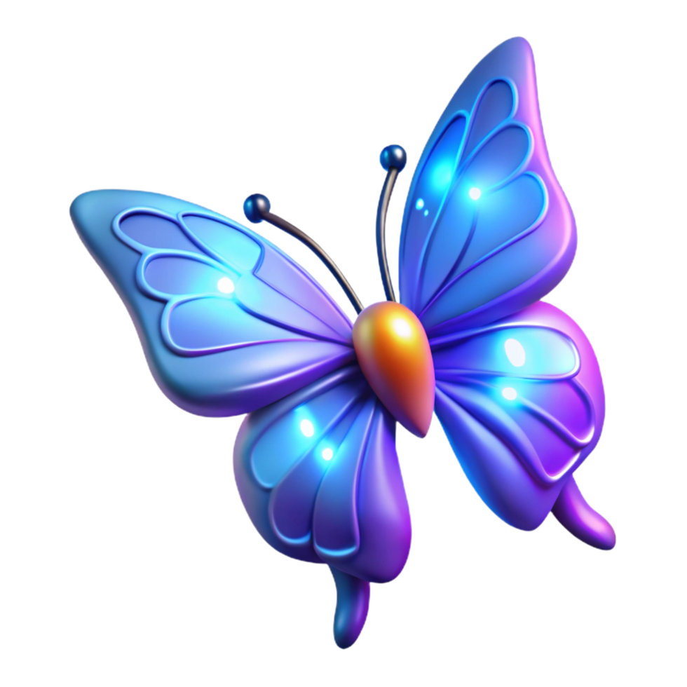 Glowing Purple Butterfly in a Mesmerizing Three Dimensional Render of Light png