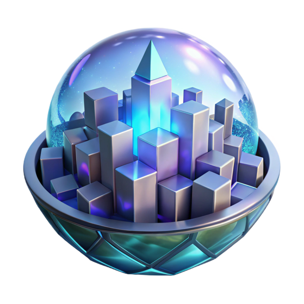 City Under a Dome Futuristic Metropolis A visionary depiction of a city navigating a world of domes, capturing the essence of urban innovation in a digital world. png