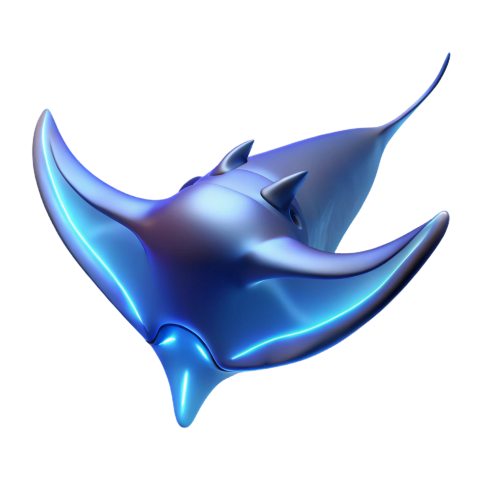 Glowing Aquatic Creature in a Three Dimensional Render of Oceanic Light png