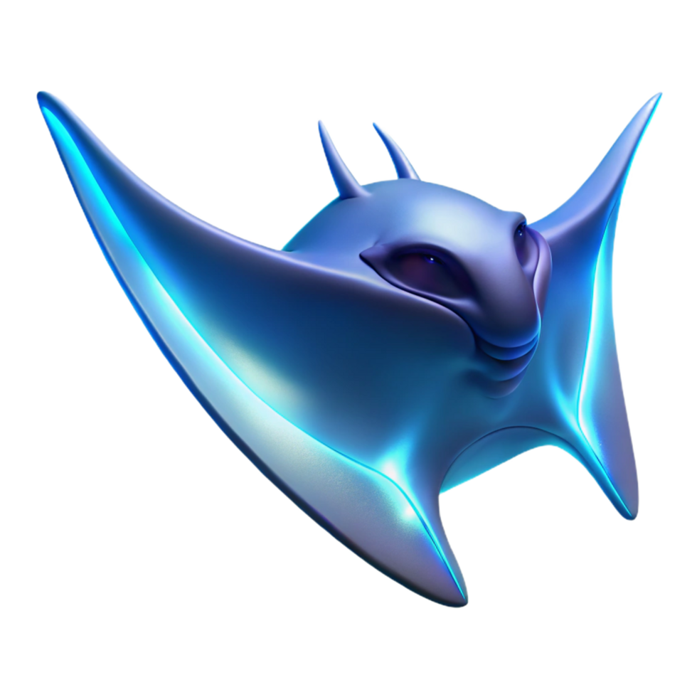 Glowing Aquatic Creature A luminous 3D depiction of an aquatic creature, highlighting its glowing features and enchanting presence. png